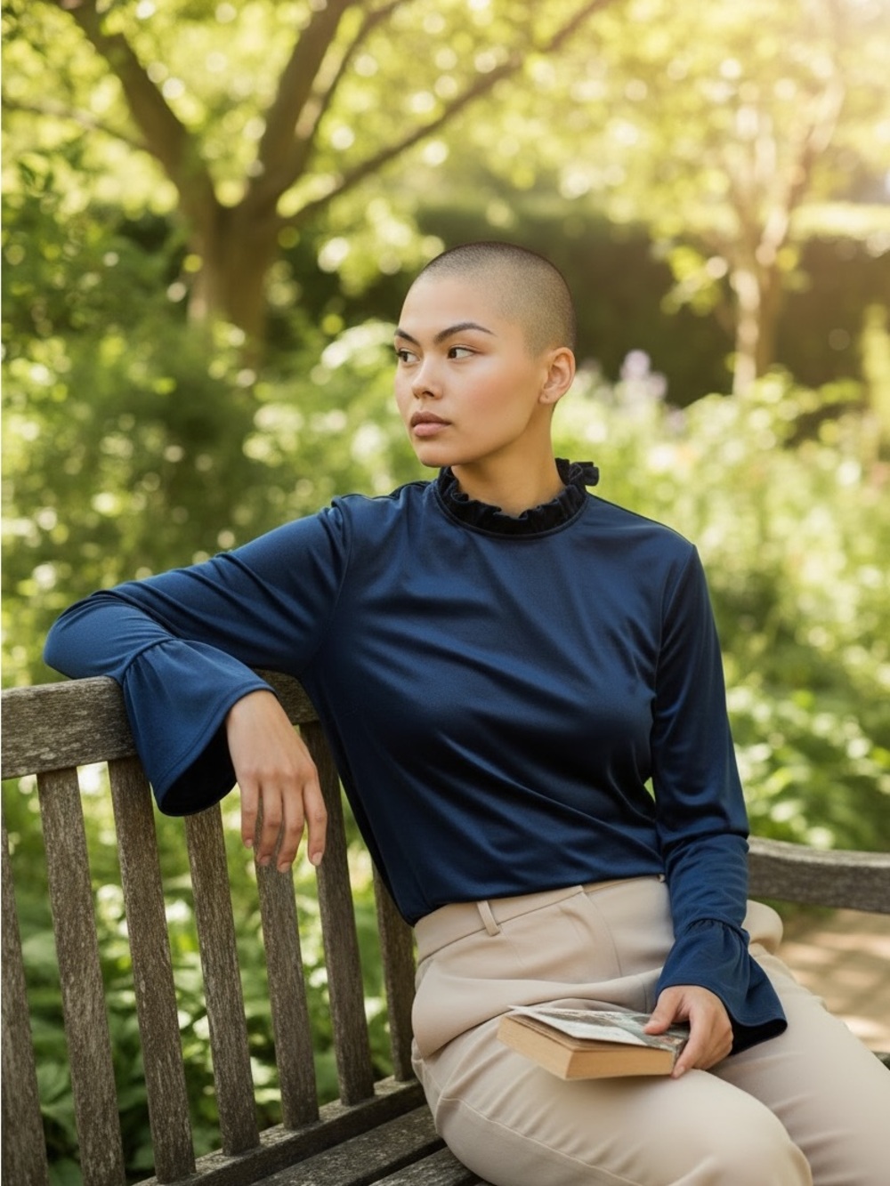 Annabelle Satin Knit Ruffle Mock Neck Top – NWT